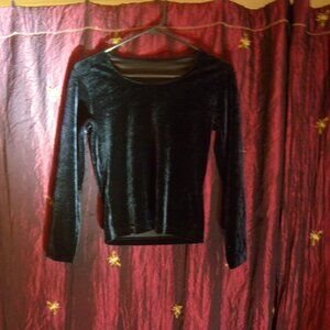 Black Velour Long-Sleeve Shirt